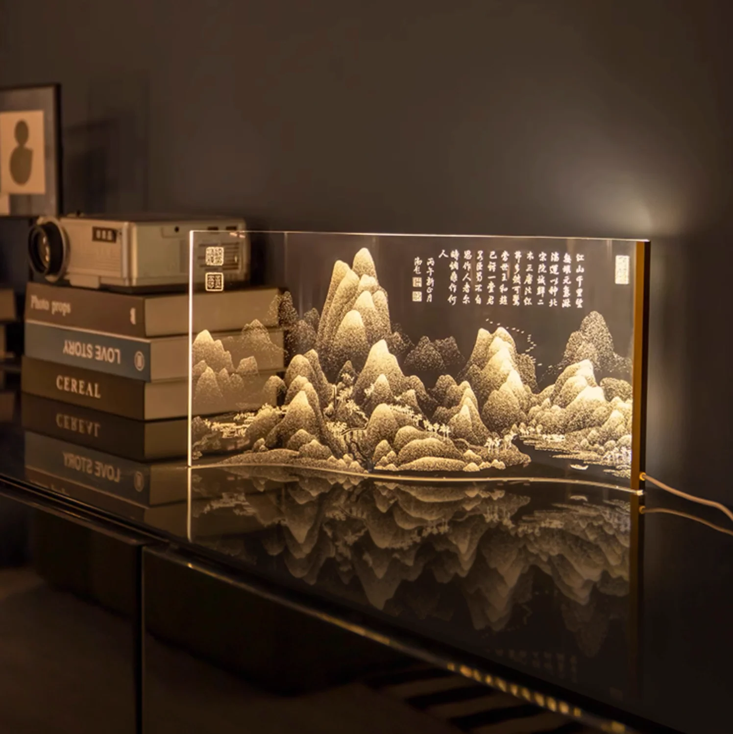 A Thousand Li Artwork Acrylic Lamp Gift Set - Image 4