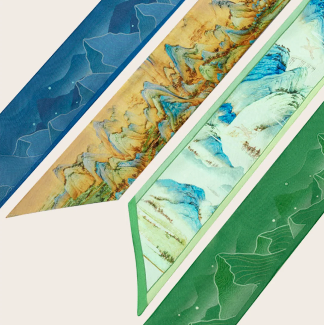 A Thousand Li - Artwork Mulberry Silk Twilly (120cm) - Image 10