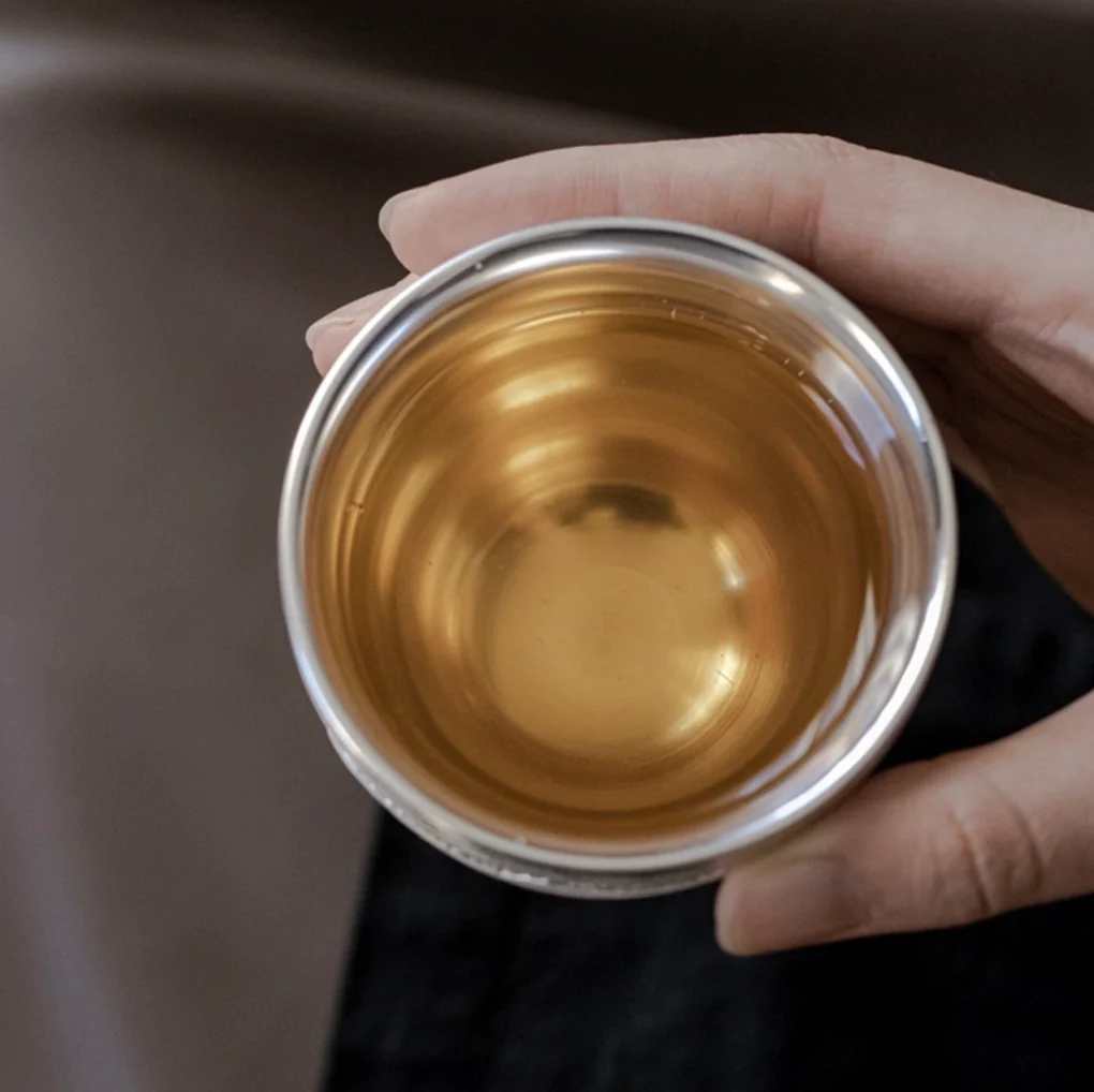 999 Sterling Silver Bamboo Tea Cup - Image 5