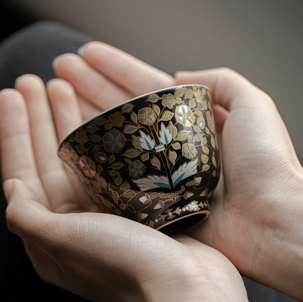999 Sterling Silver Jade Leaf Tea Cup - Image 3