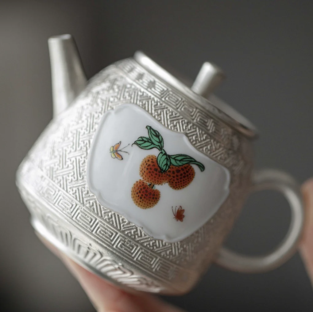 999 Sterling Silver Lychee Tea Pot - Image 2