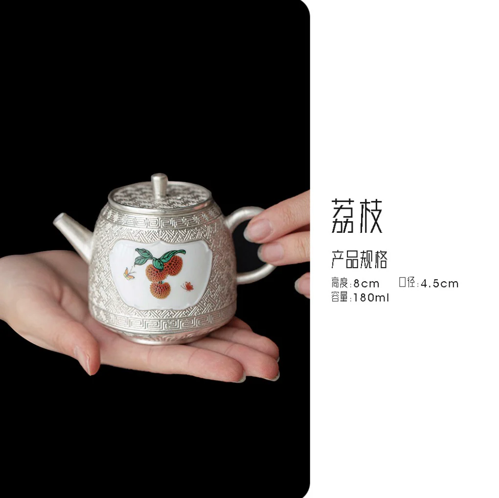 999 Sterling Silver Lychee Tea Pot - Image 6