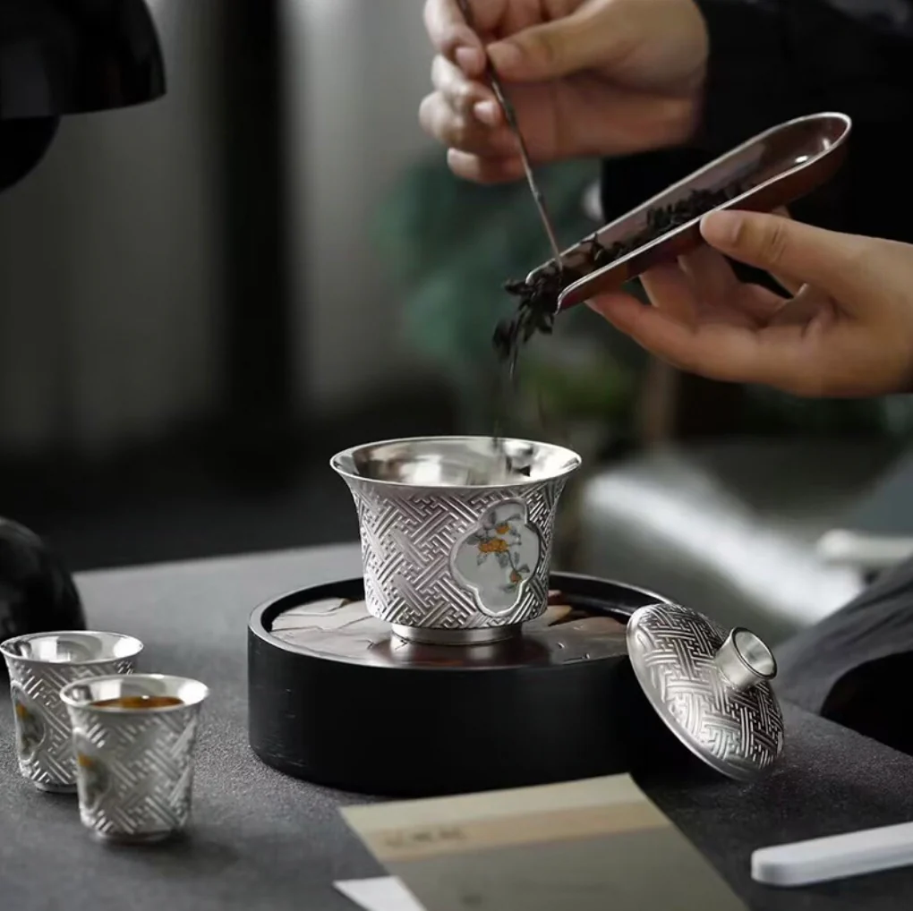 999 Sterling Silver Persimmon Tea Pot - Image 4