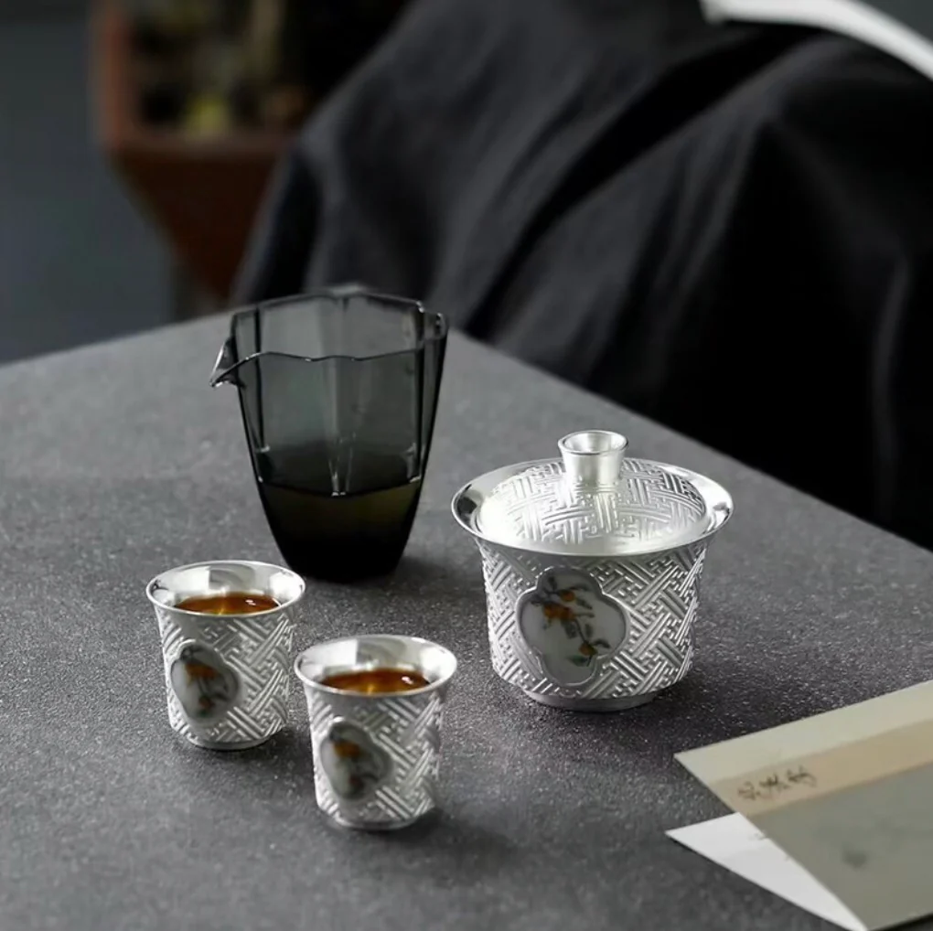 999 Sterling Silver Persimmon Tea Pot - Image 5