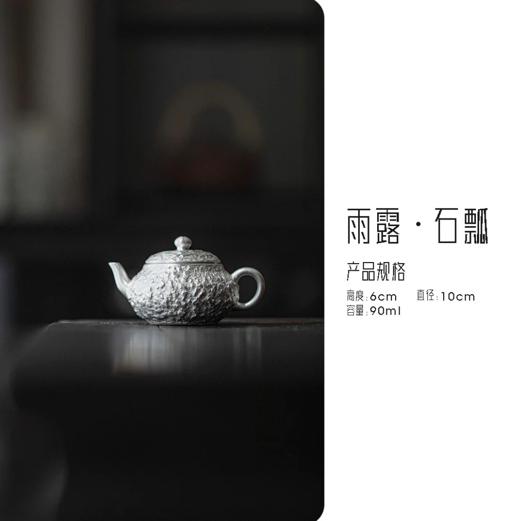 999 Sterling Silver Stone Gourd Tea Pot - Image 6