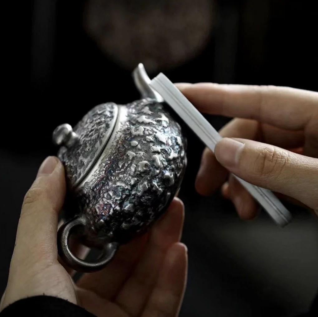 999 Sterling Silver Stone Tea Pot - Image 4