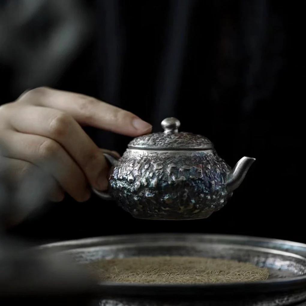 999 Sterling Silver Stone Tea Pot - Image 5