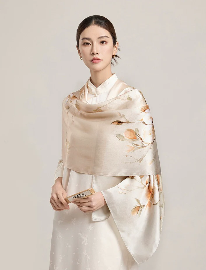 Ethereal Haze Mulberry Silk Scarf (170x53cm) - Image 4