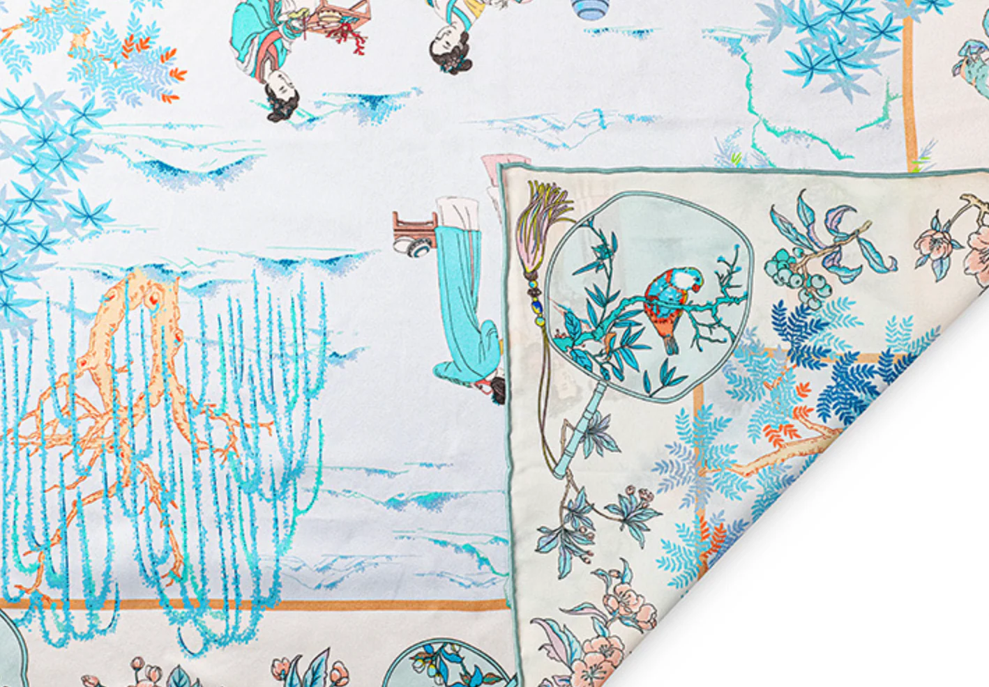 Azure Garden Reverie Mulberry Silk Scarf (60cm) - Image 4