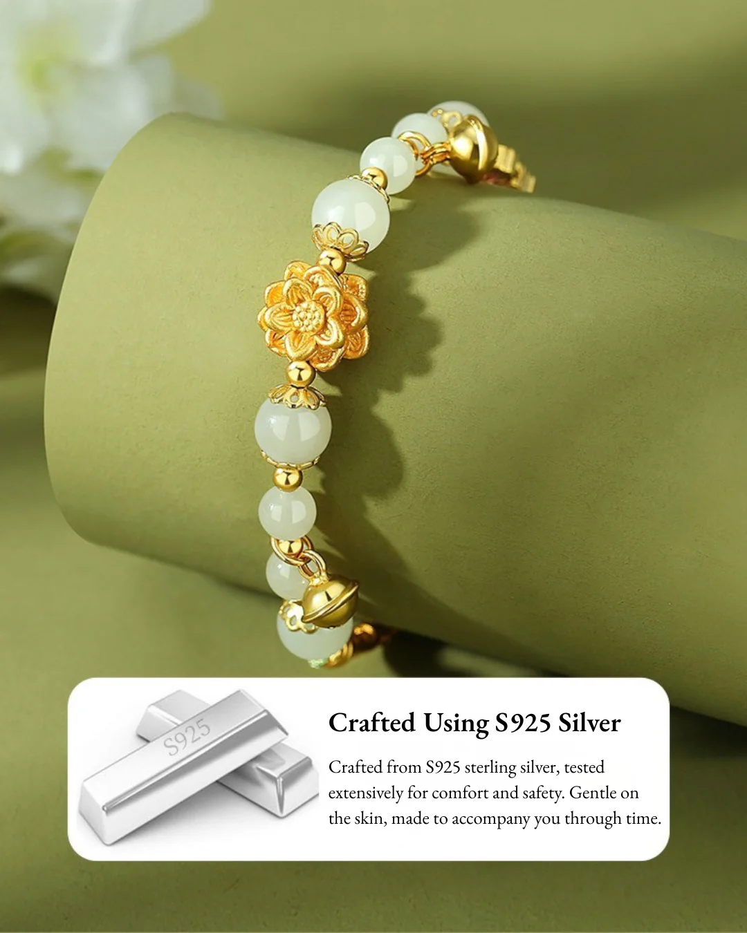 Benelore Lotus Jade Bracelet - Image 11