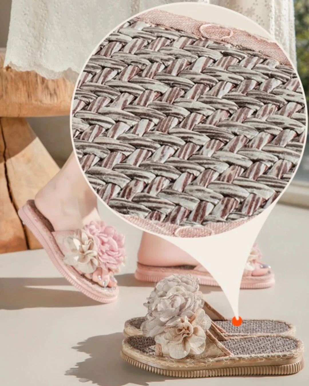 Blossom Tread Petal-Laced Indoor Slippers - Image 3