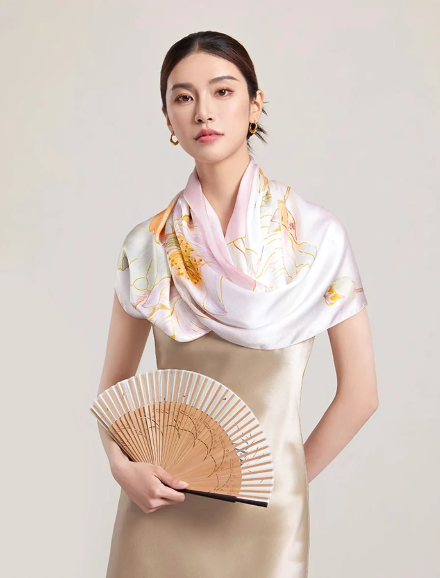 Blushing Reed Mulberry Silk Scarf (170x53cm) - Image 3