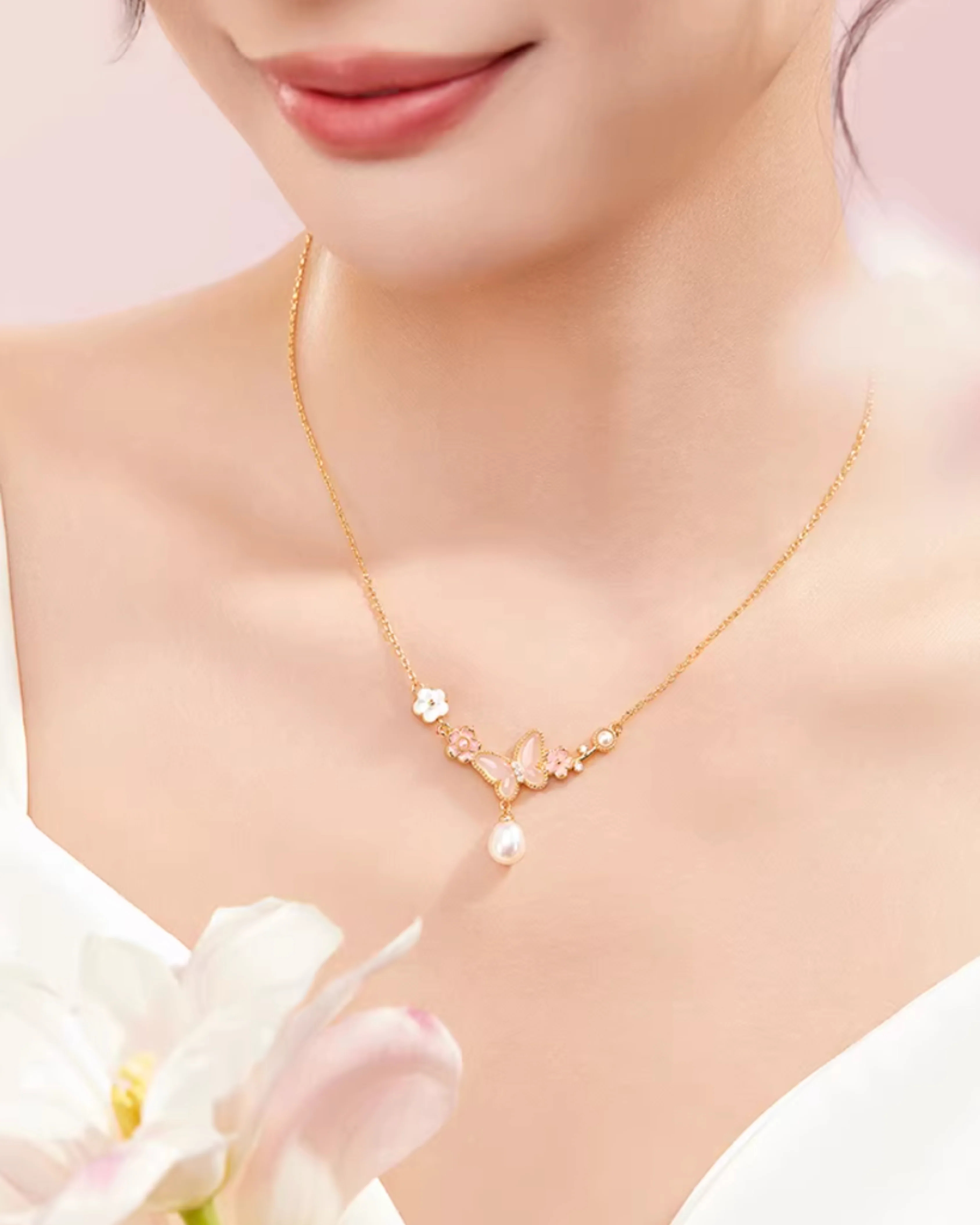 Butterfly Bloom Pearl Jewellery Set - Image 8