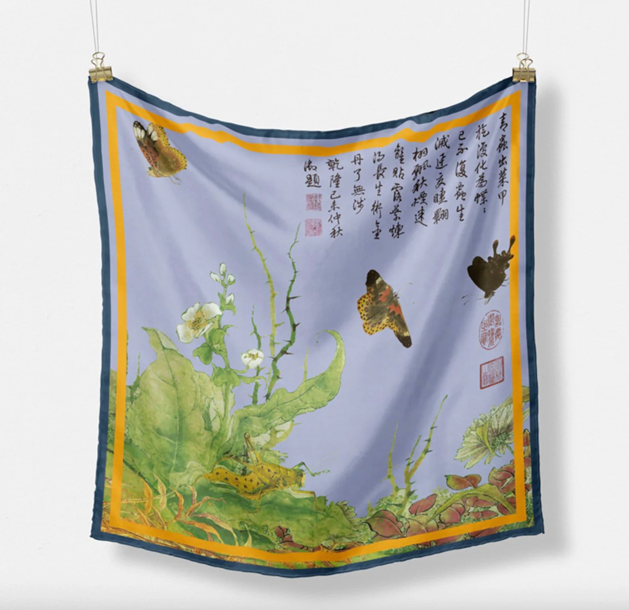 "Sketches of Butterflies" Heritage Artwork Satin Scarf - Image 3