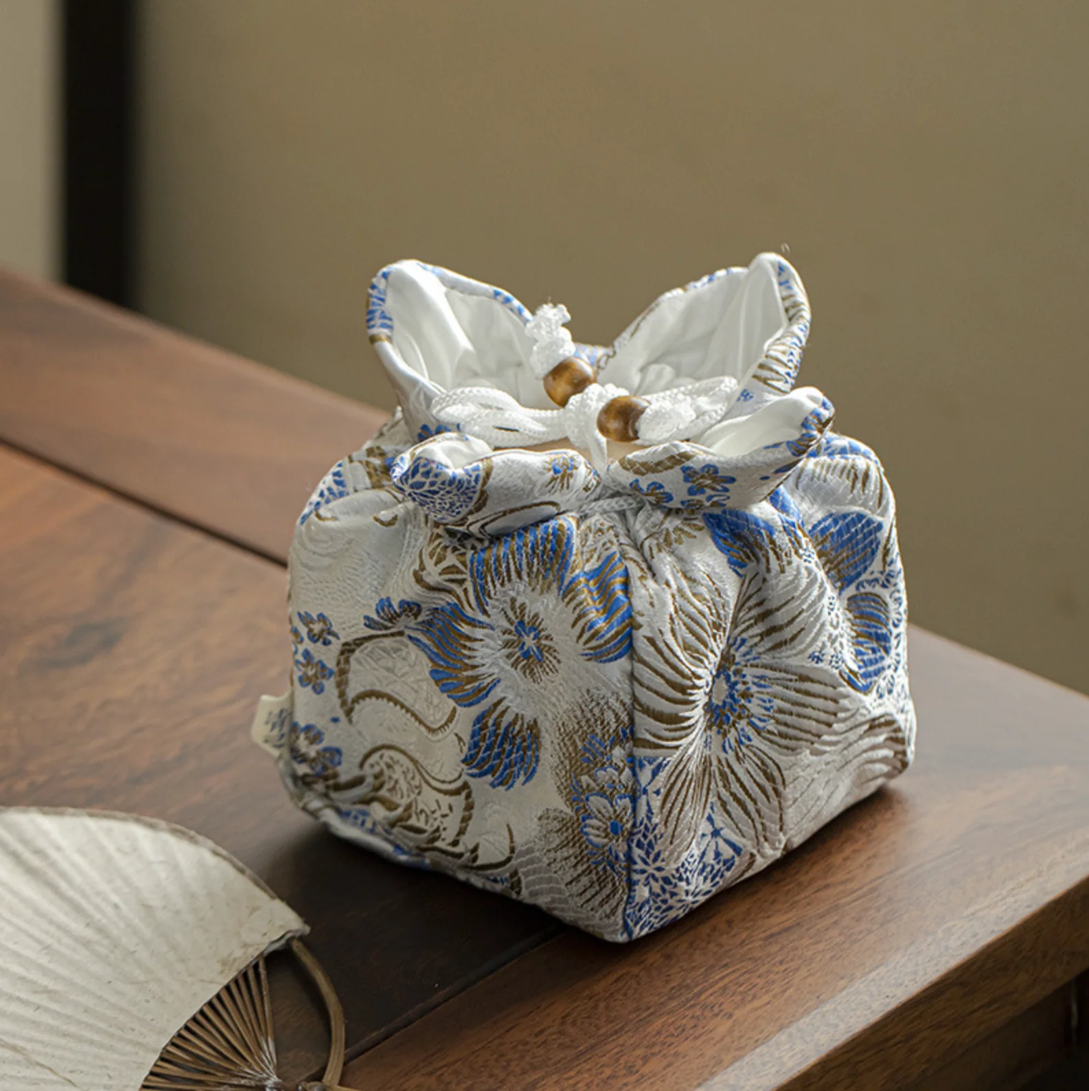 Celestial Blossoms Embroidery Tea Cloth Bag - Image 4