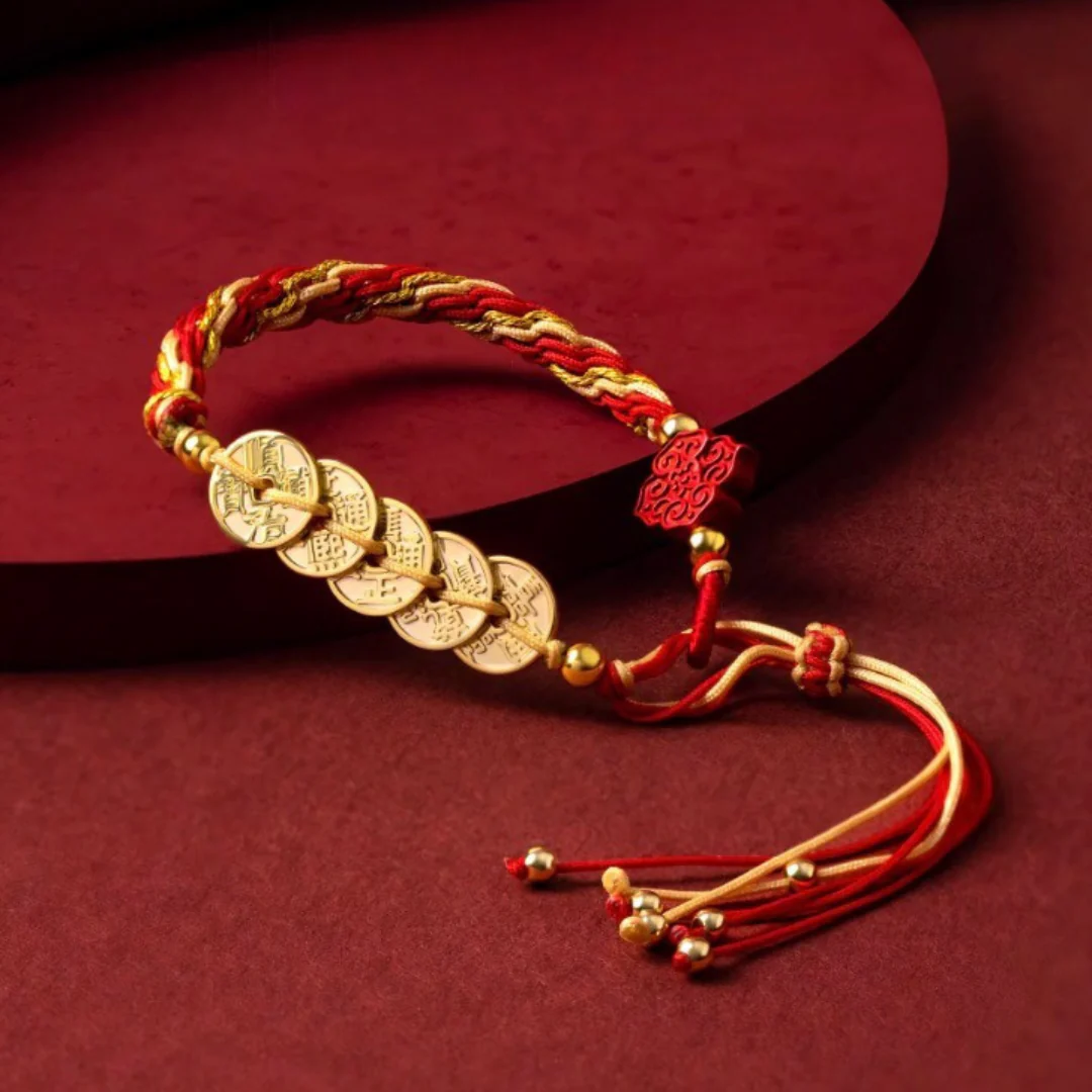 Emperor's Fortune Coins Red String Bracelet
