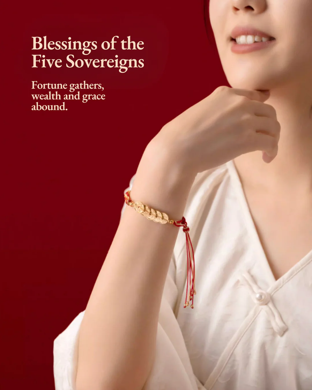 Emperor's Fortune Coins Red String Bracelet - Image 3