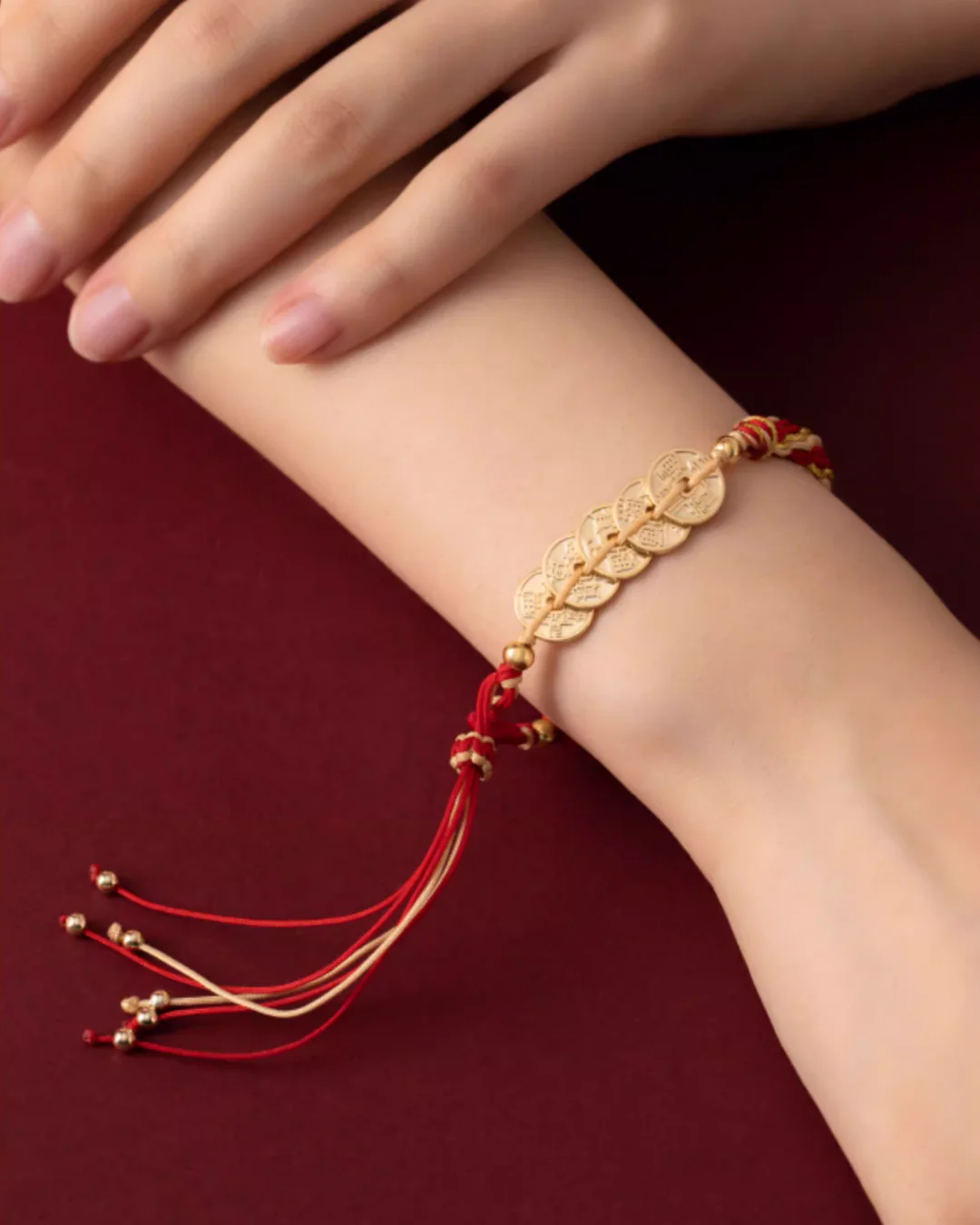 Emperor's Fortune Coins Red String Bracelet - Image 5