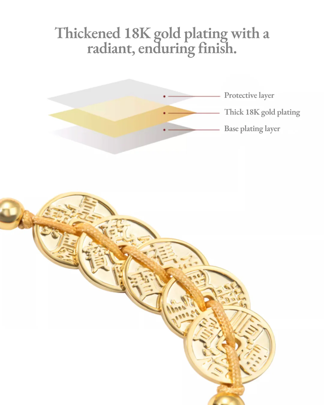 Emperor's Fortune Coins Red String Bracelet - Image 9