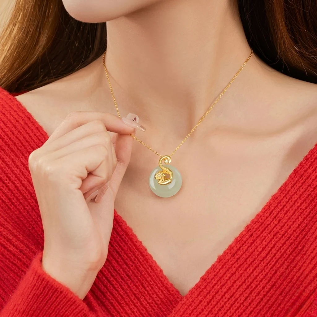 Fire Goat 2027 Jade Peace Buckle Necklace - Image 2
