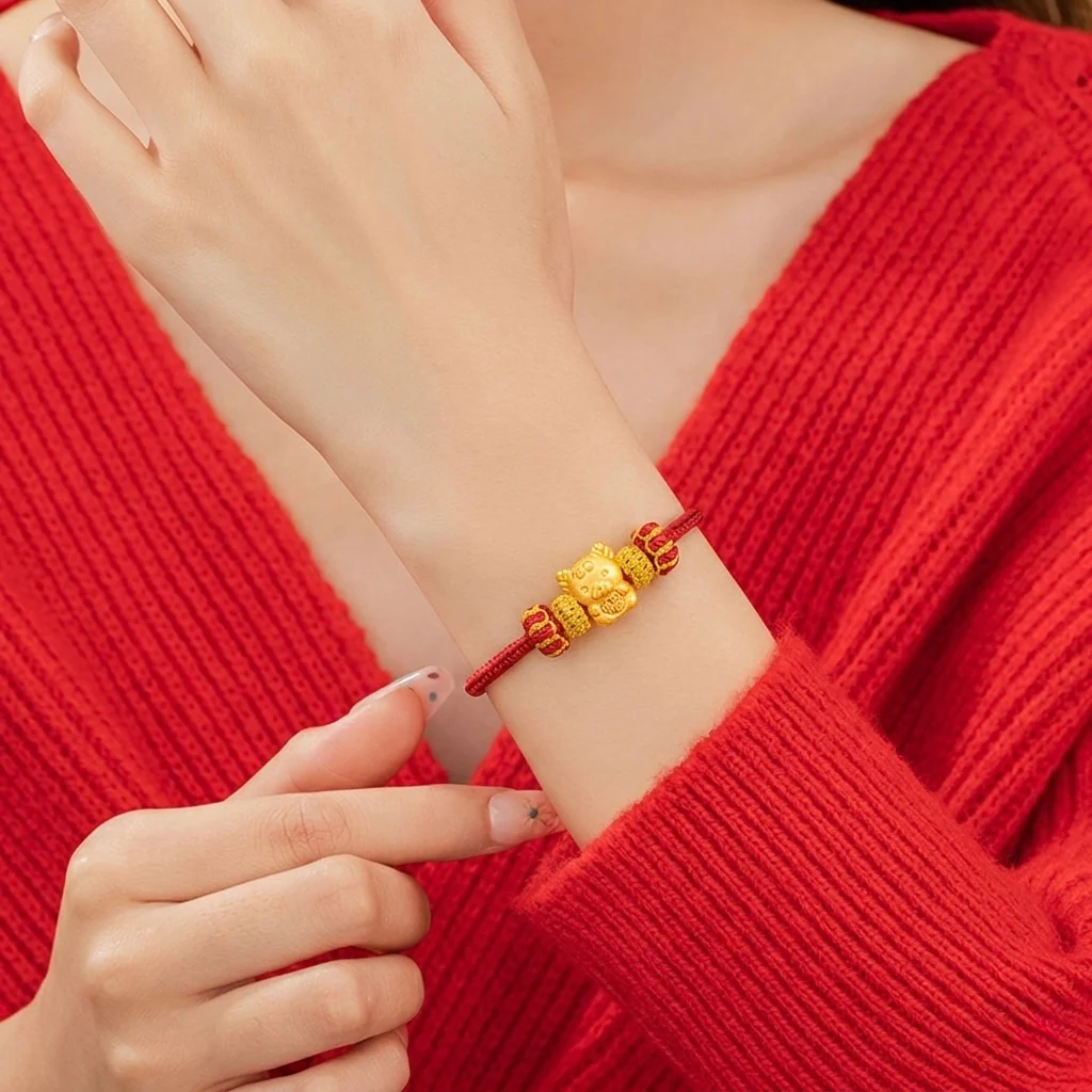 Fire Goat 2027 Zodiac Fortune Bead Red Cord Bracelet - Image 2
