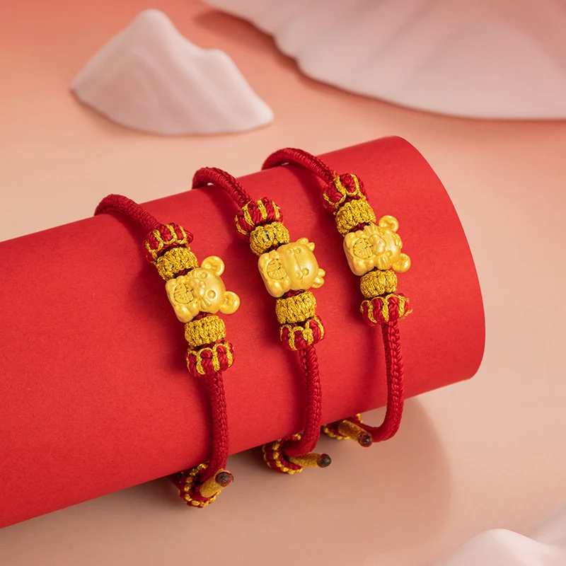 Fire Goat 2027 Zodiac Fortune Bead Red Cord Bracelet - Image 3