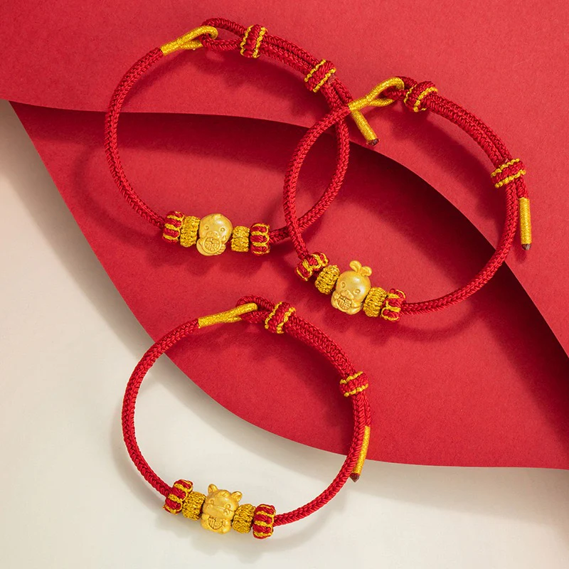 Fire Goat 2027 Zodiac Fortune Bead Red Cord Bracelet - Image 4