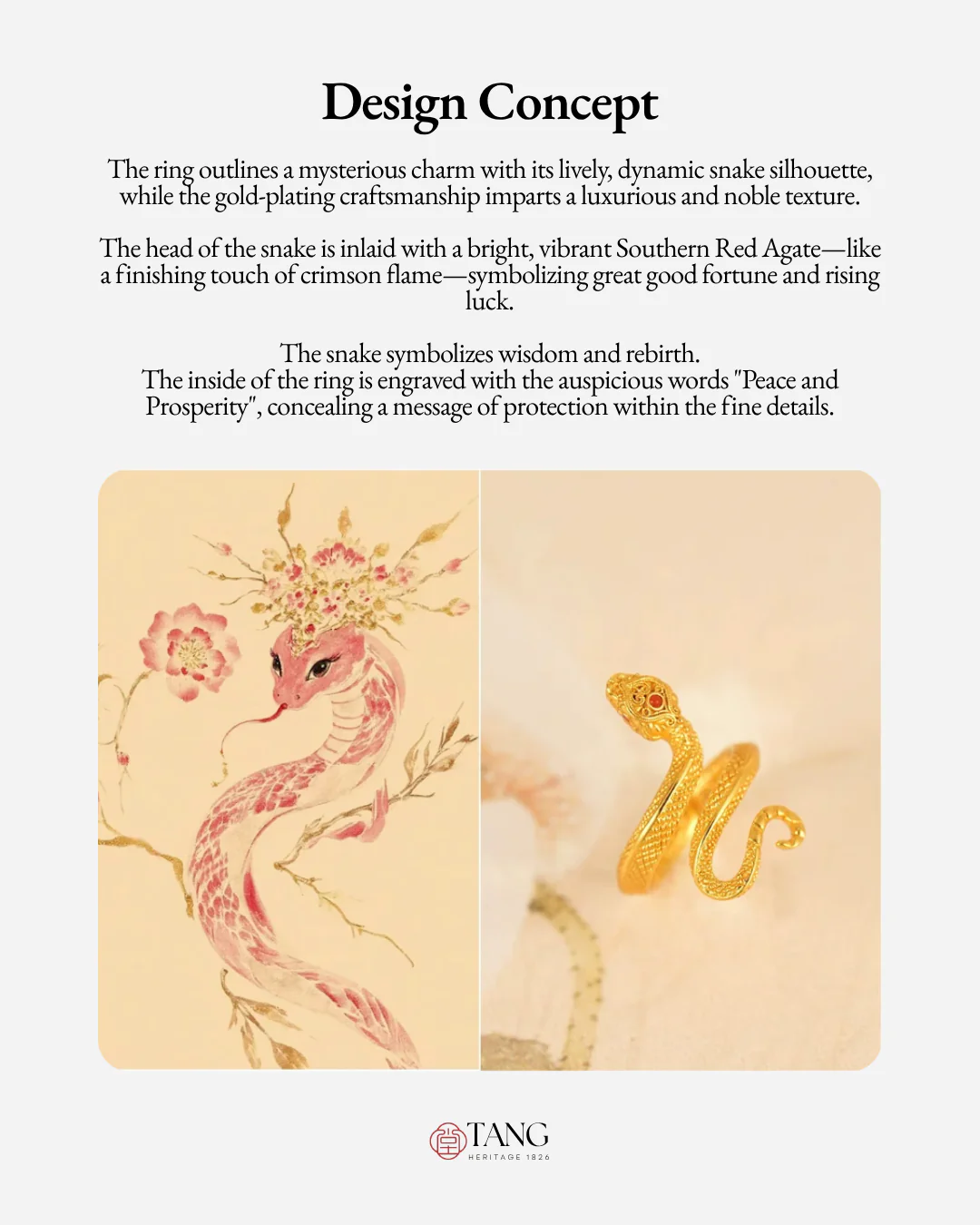 Gold Vermeil Auspicious Snake Ring - Image 3