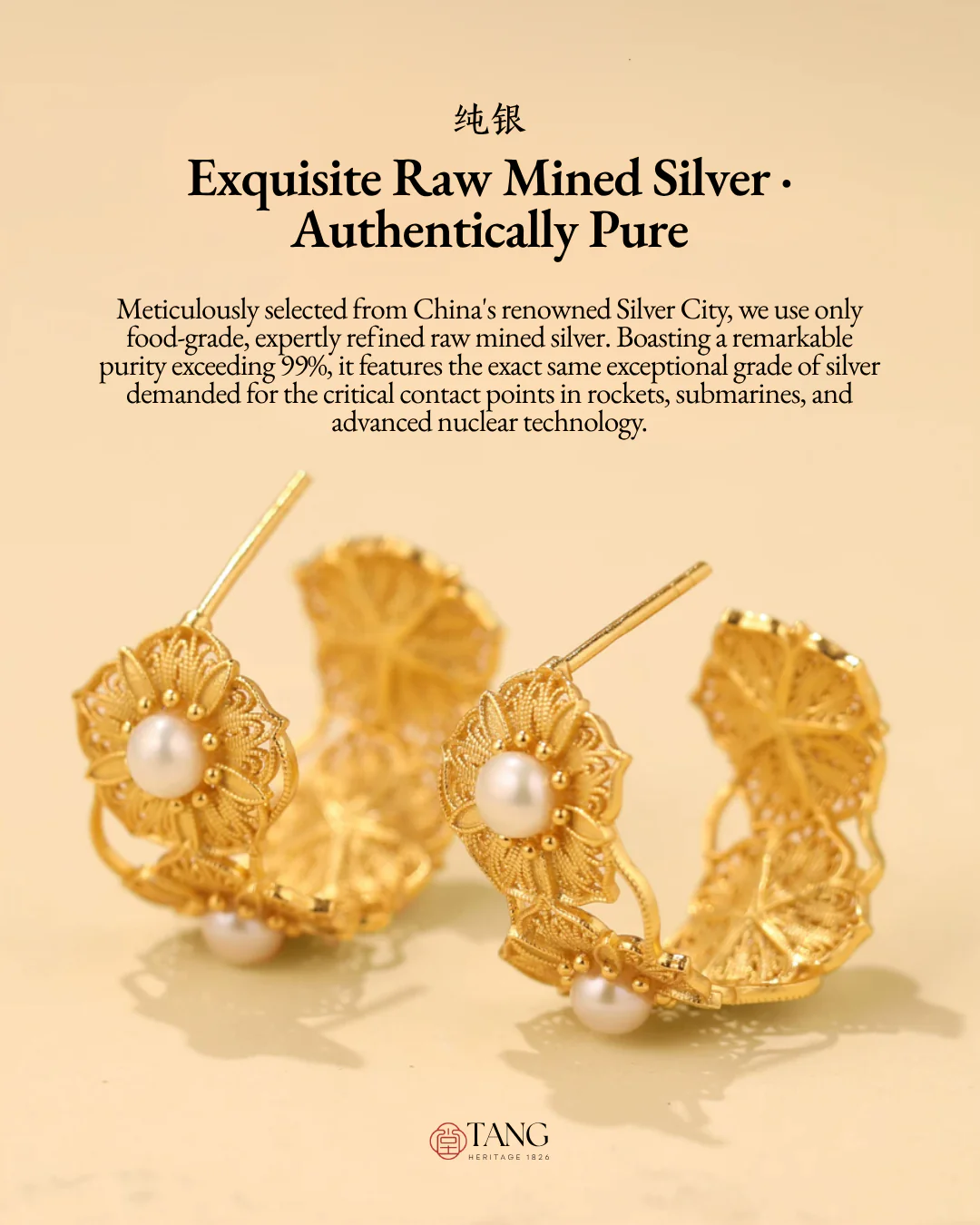 Gold Vermeil Blooming Flower Pearl Hoop Earrings - Image 11