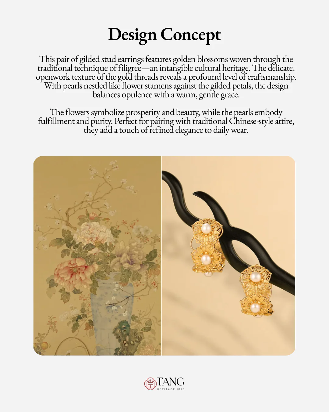 Gold Vermeil Blooming Flower Pearl Hoop Earrings - Image 3