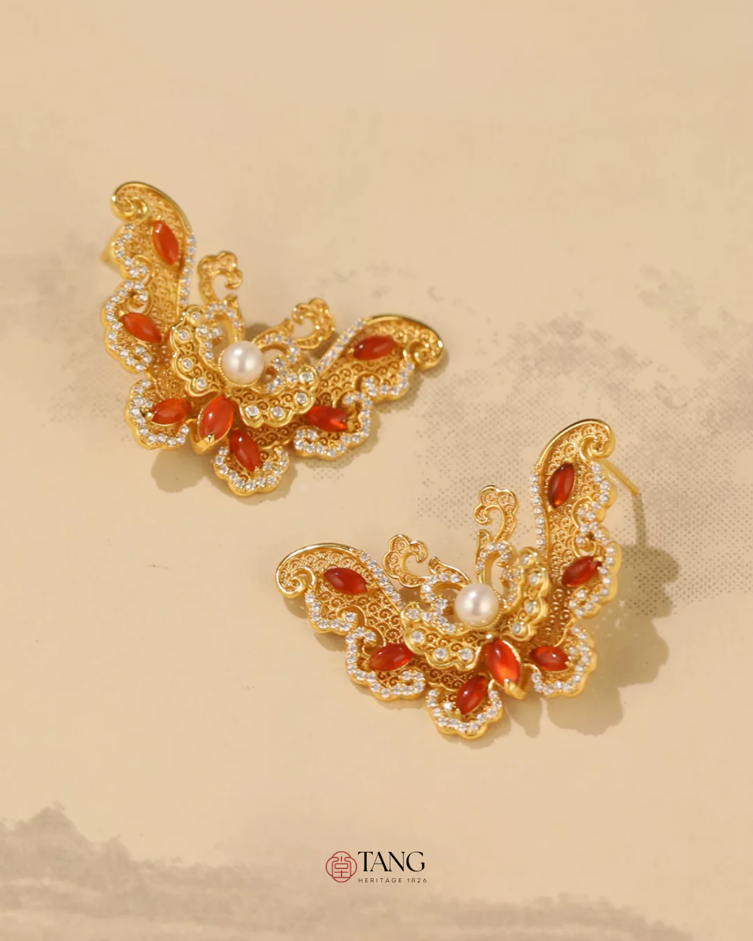 Gold Vermeil Butterfly Dance Pearl Earrings - Image 10