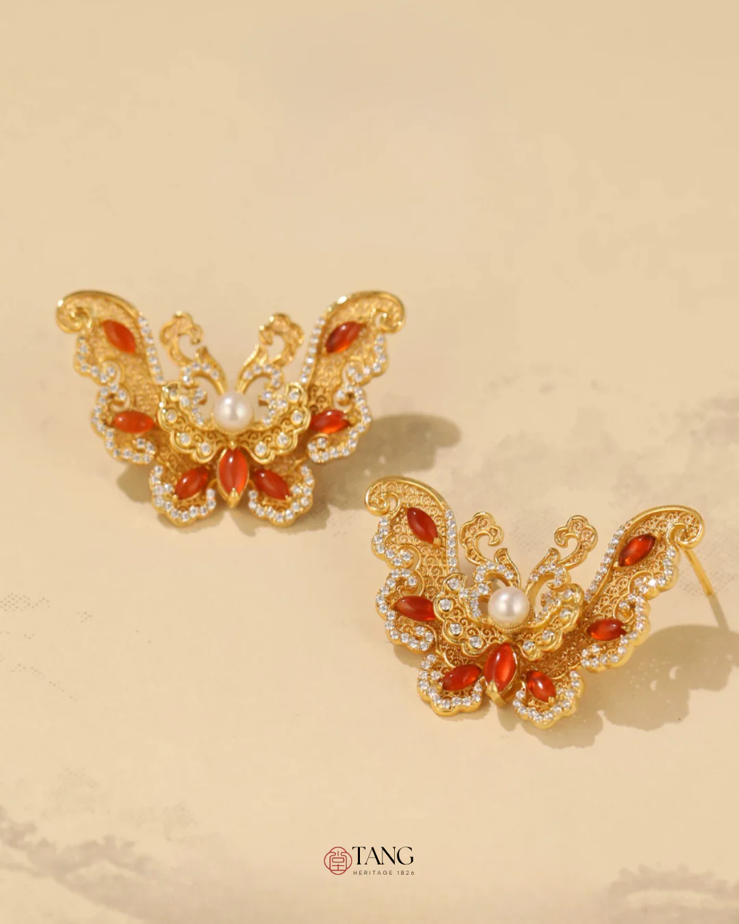 Gold Vermeil Butterfly Dance Pearl Earrings - Image 6