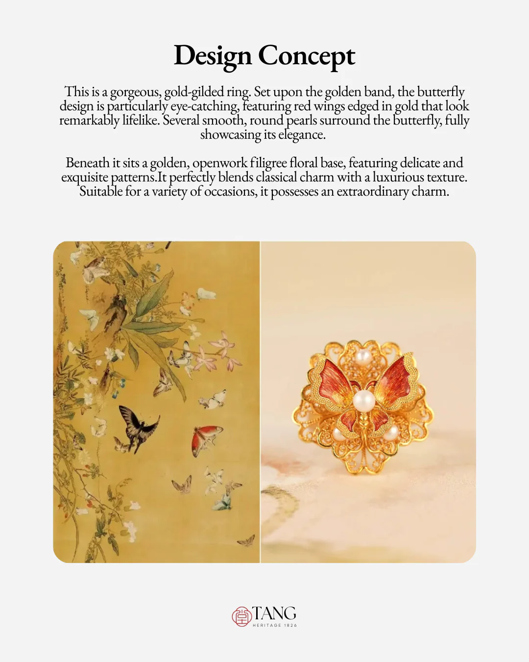 Gold Vermeil Butterfly Flower Ring - Image 3