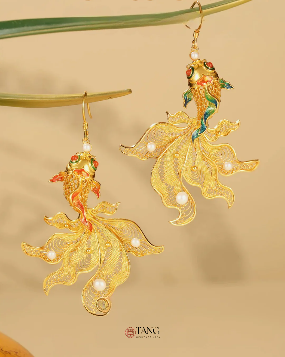Gold Vermeil Butterfly Goldfish Earrings - Image 10