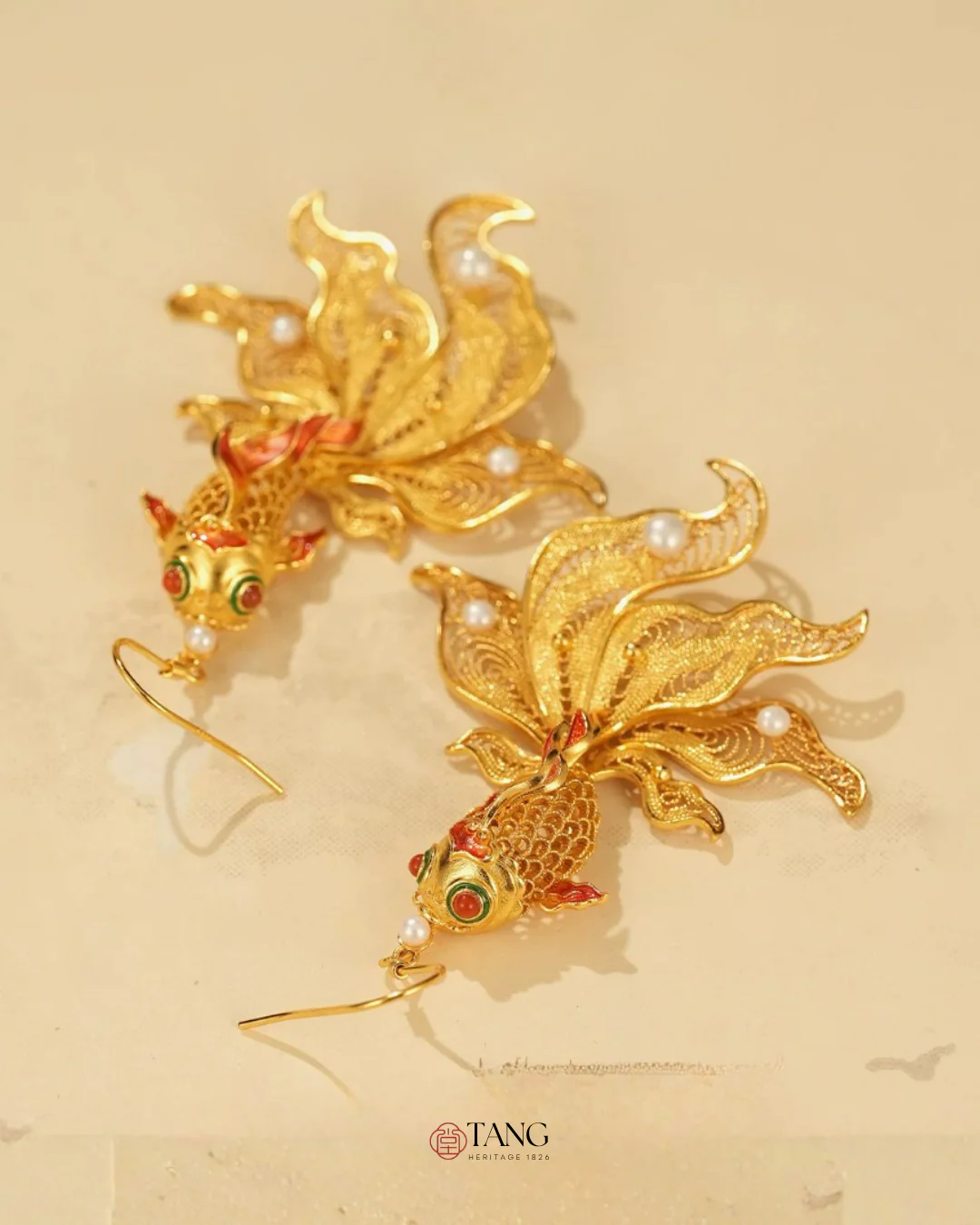 Gold Vermeil Butterfly Goldfish Earrings - Image 6