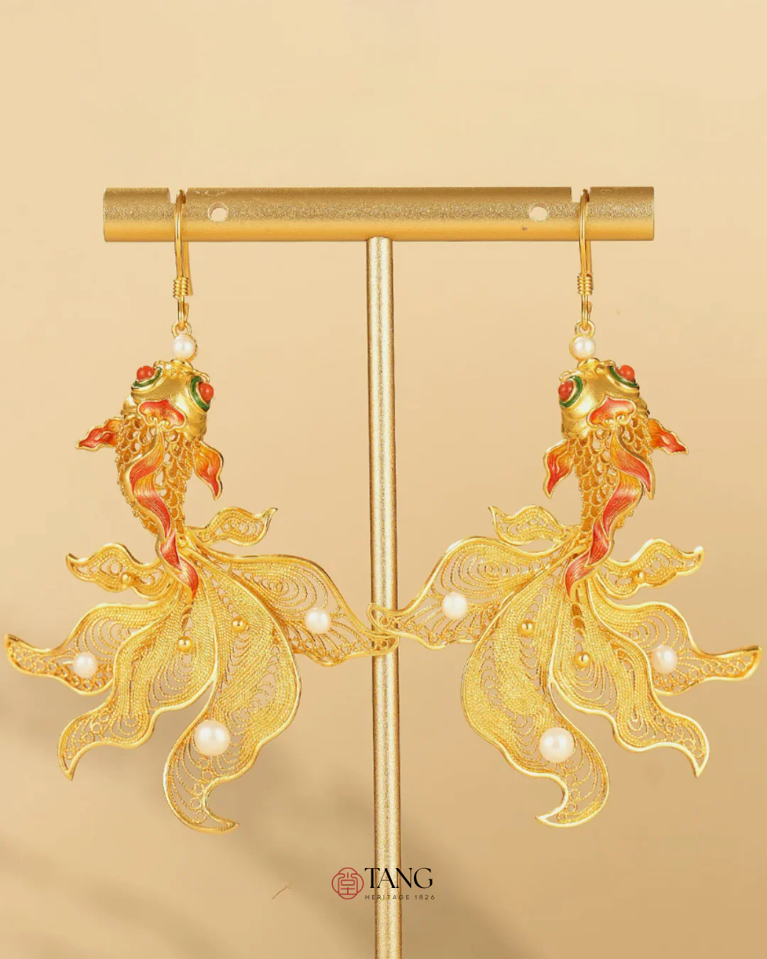 Gold Vermeil Butterfly Goldfish Earrings - Image 8