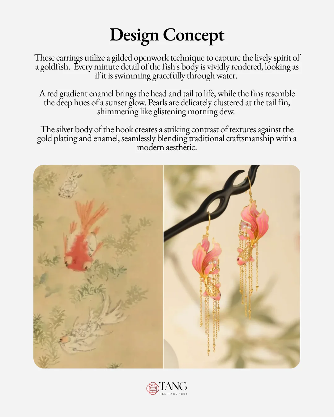 Gold Vermeil Cherry Blush Koi Earrings - Image 3