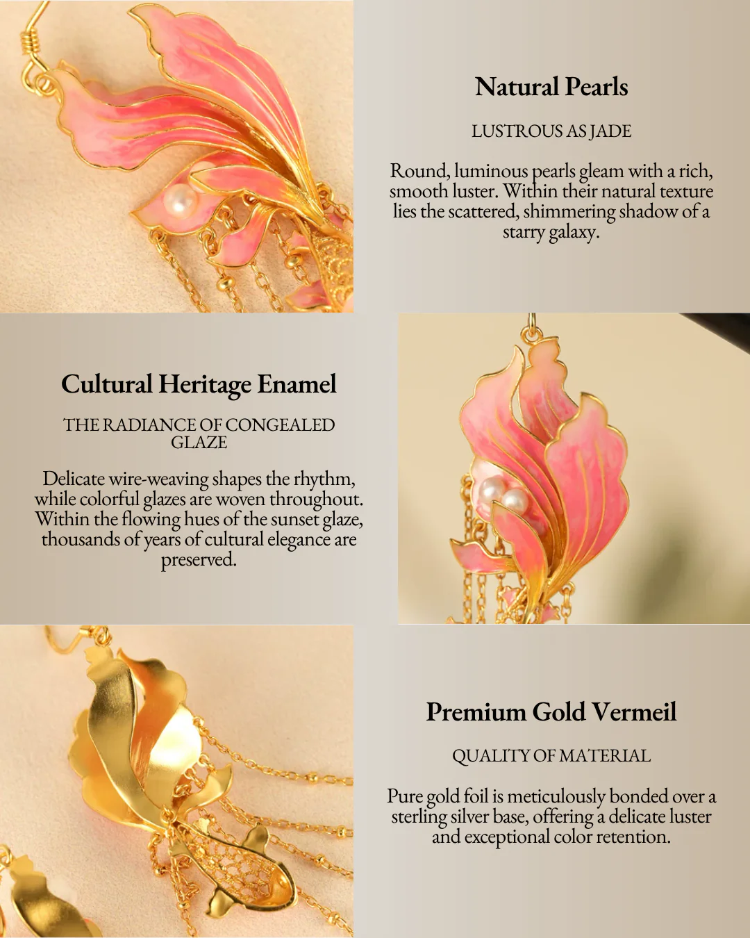 Gold Vermeil Cherry Blush Koi Earrings - Image 4