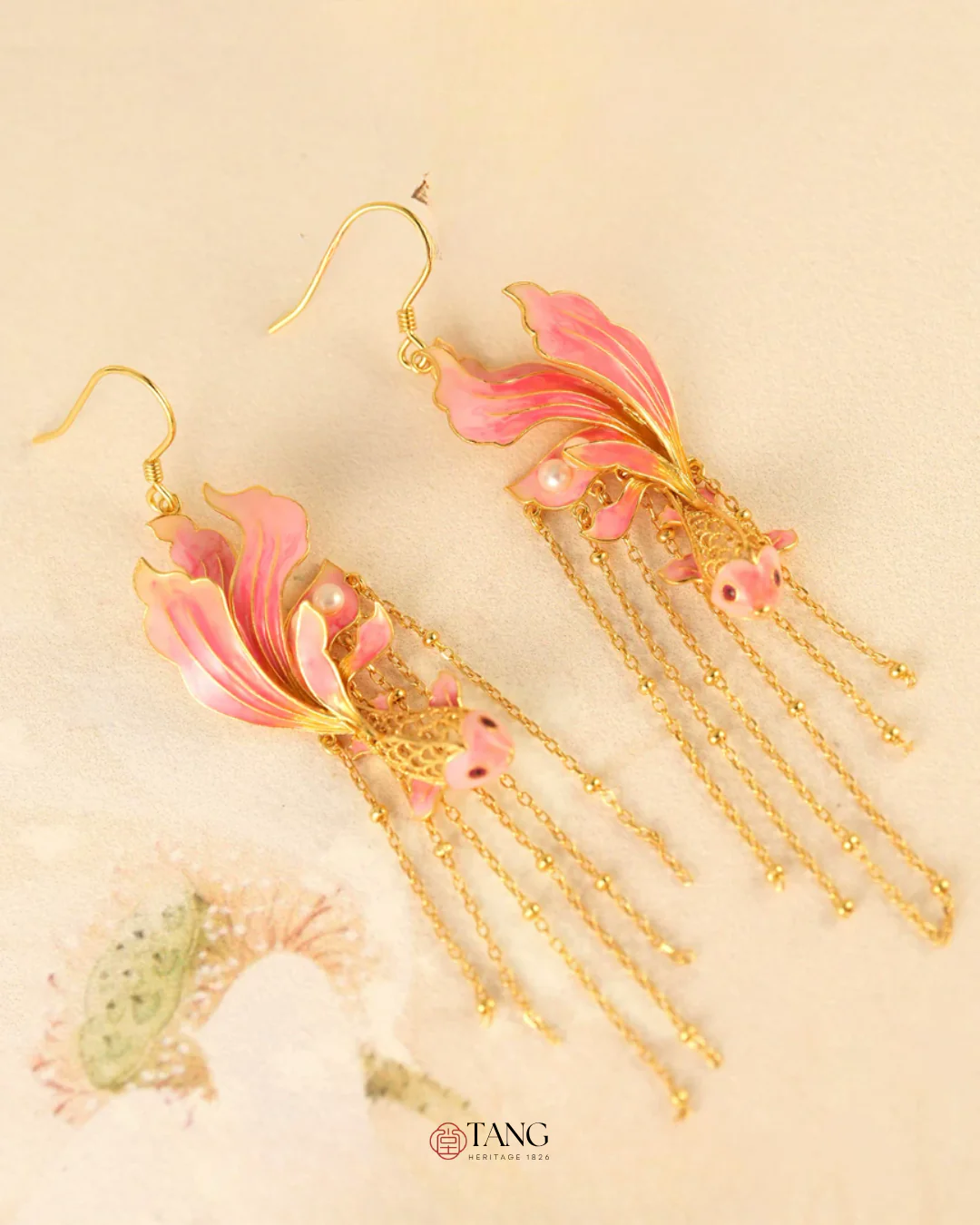 Gold Vermeil Cherry Blush Koi Earrings - Image 5