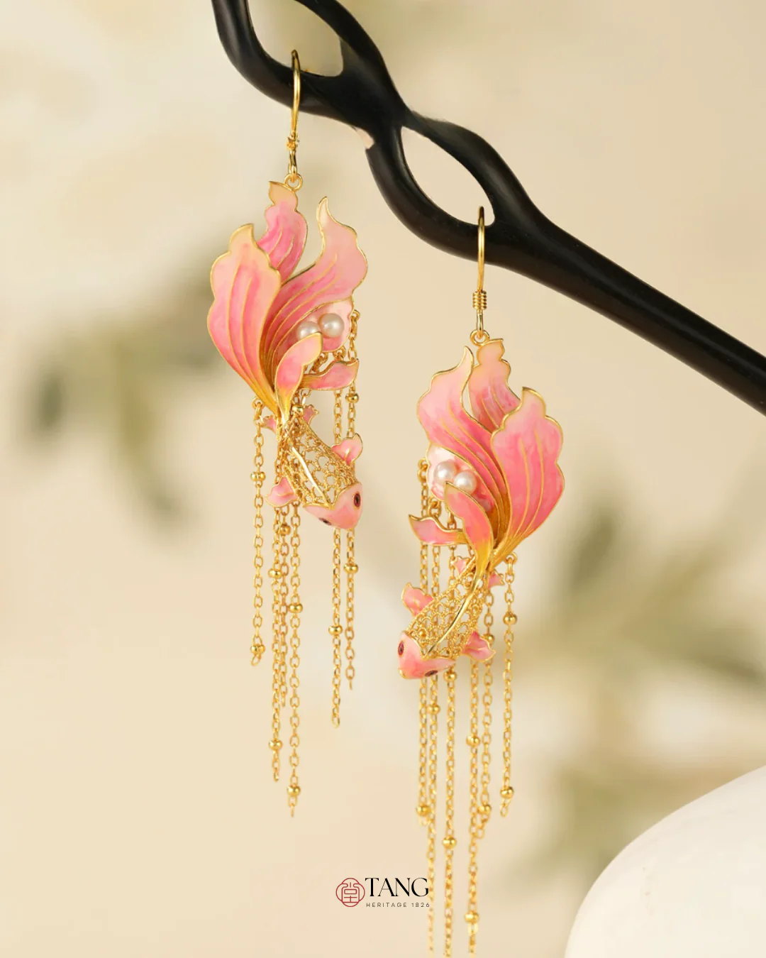 Gold Vermeil Cherry Blush Koi Earrings - Image 9