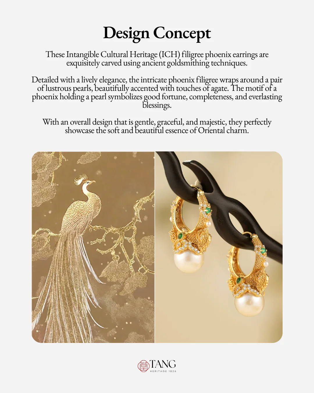 Gold Vermeil Double Phoenix Pearl Earrings - Image 3