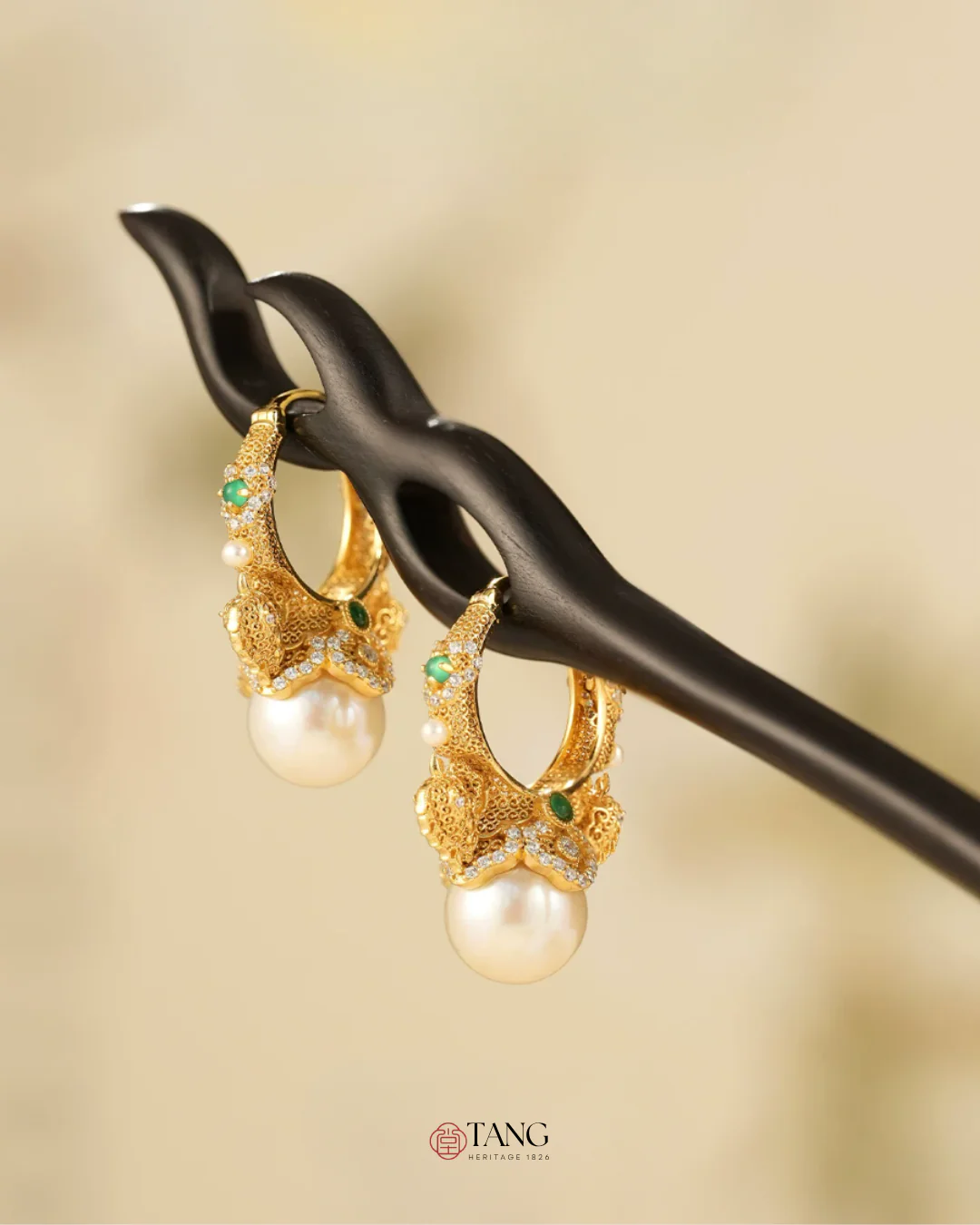 Gold Vermeil Double Phoenix Pearl Earrings - Image 8