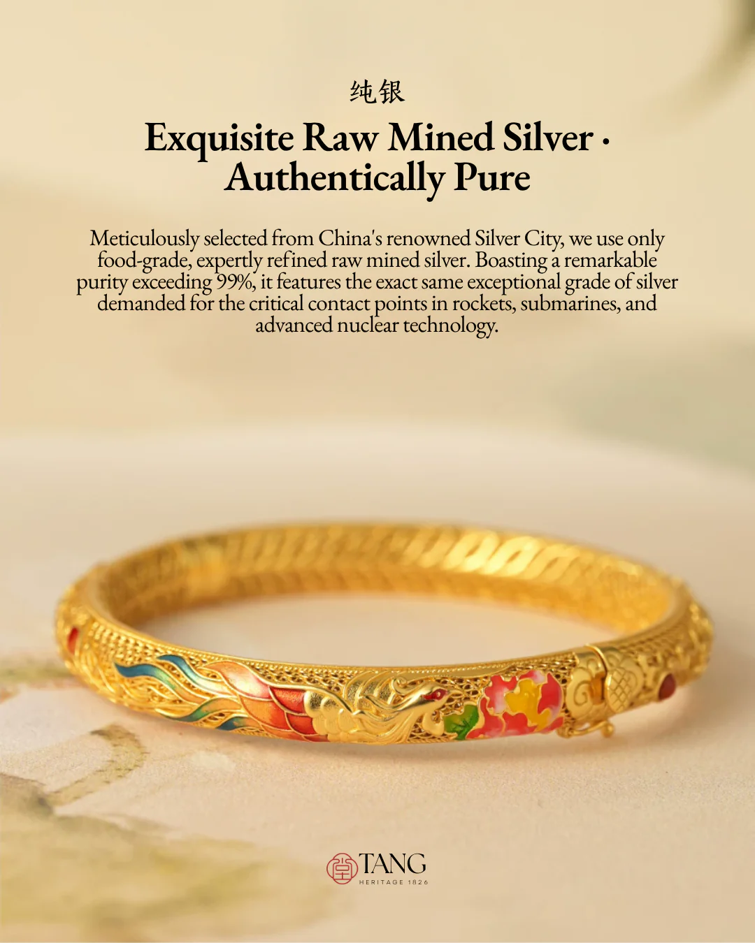 Gold Vermeil Dragon Phoenix Bangle - Image 10