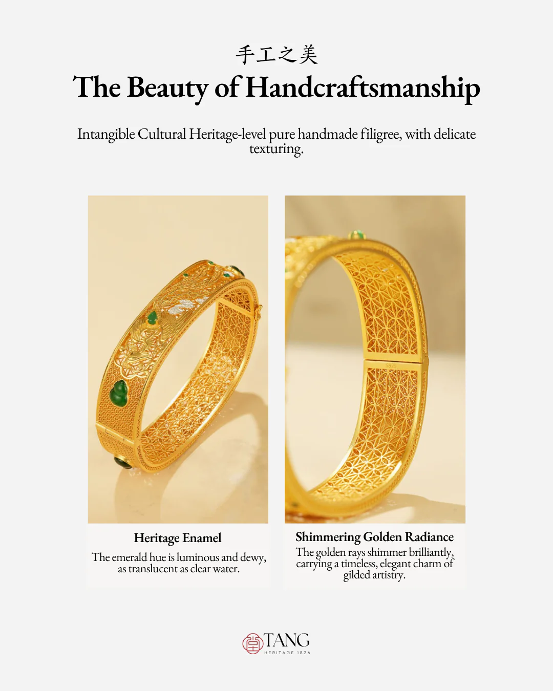 Gold Vermeil Dragon Phoenix Jadeite Bangle - Image 7