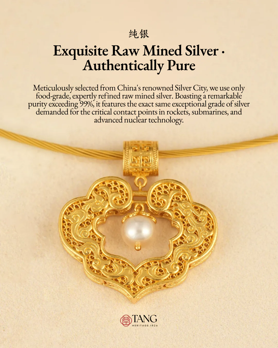 Gold Vermeil Dragon Phoenix Ruyi Pendant - Image 11