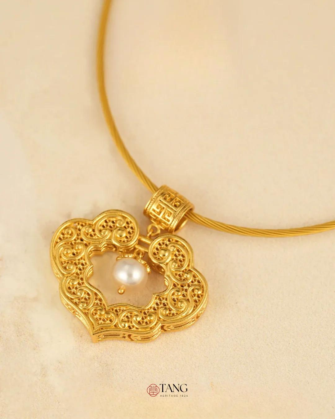 Gold Vermeil Dragon Phoenix Ruyi Pendant - Image 5