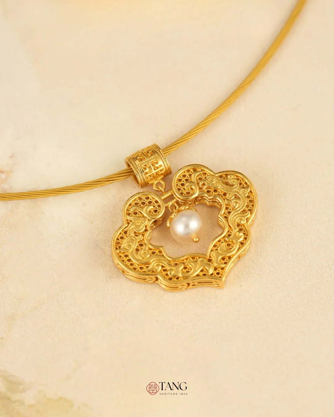 Gold Vermeil Dragon Phoenix Ruyi Pendant - Image 7