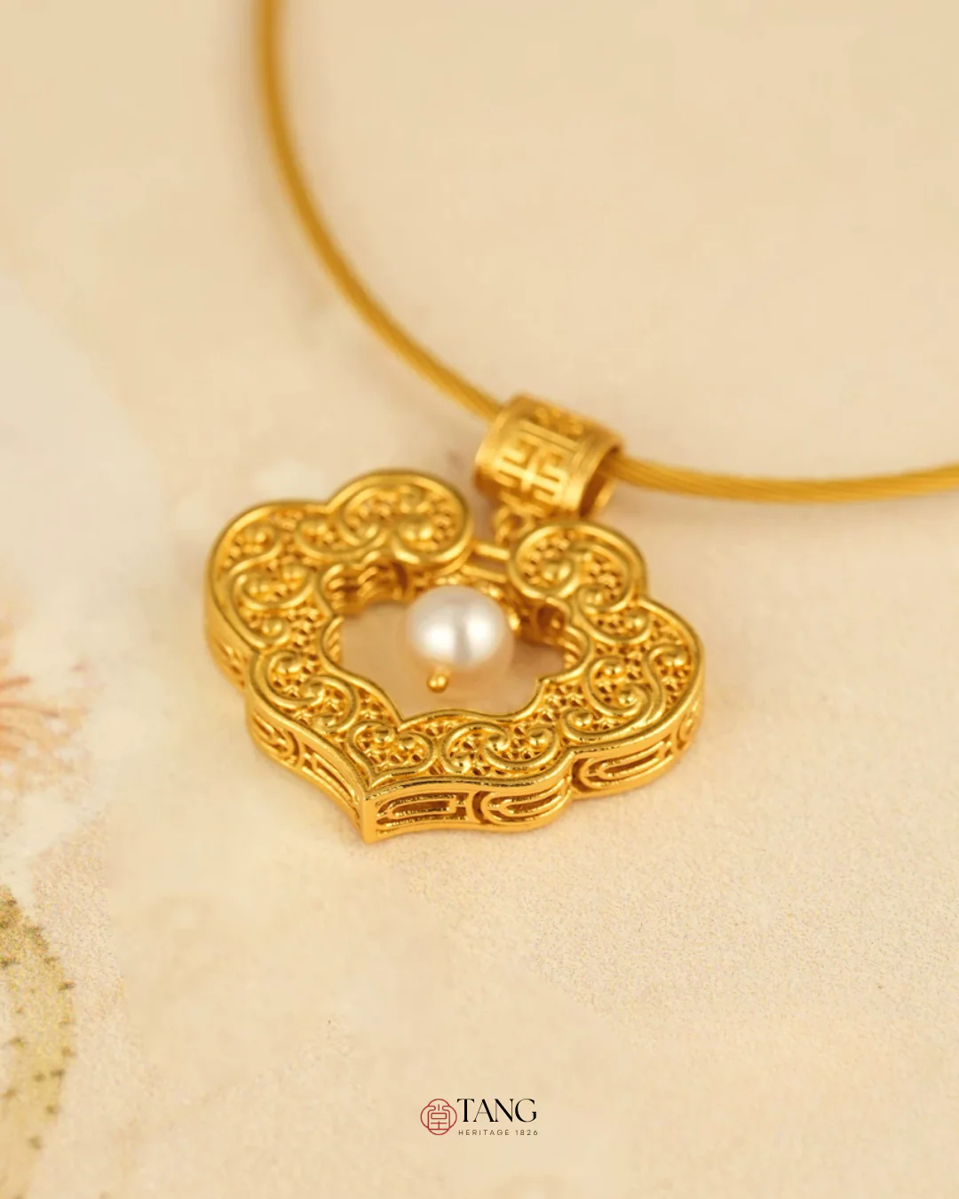 Gold Vermeil Dragon Phoenix Ruyi Pendant - Image 9