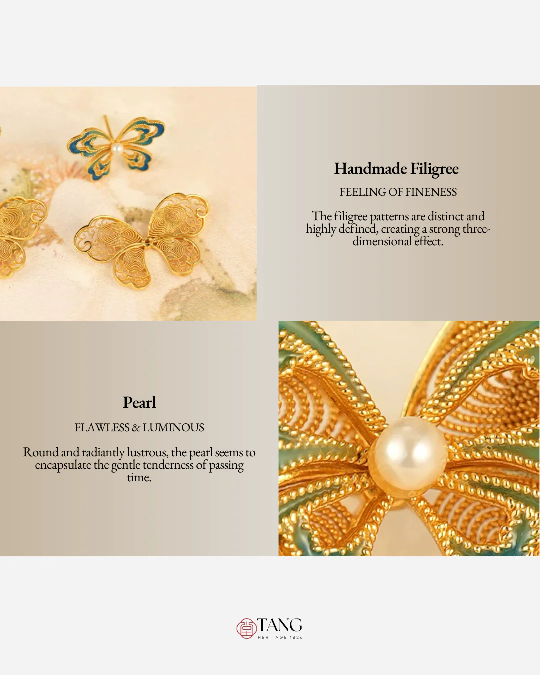 Gold Vermeil Enamel Butterfly Pearl Earrings - Image 5