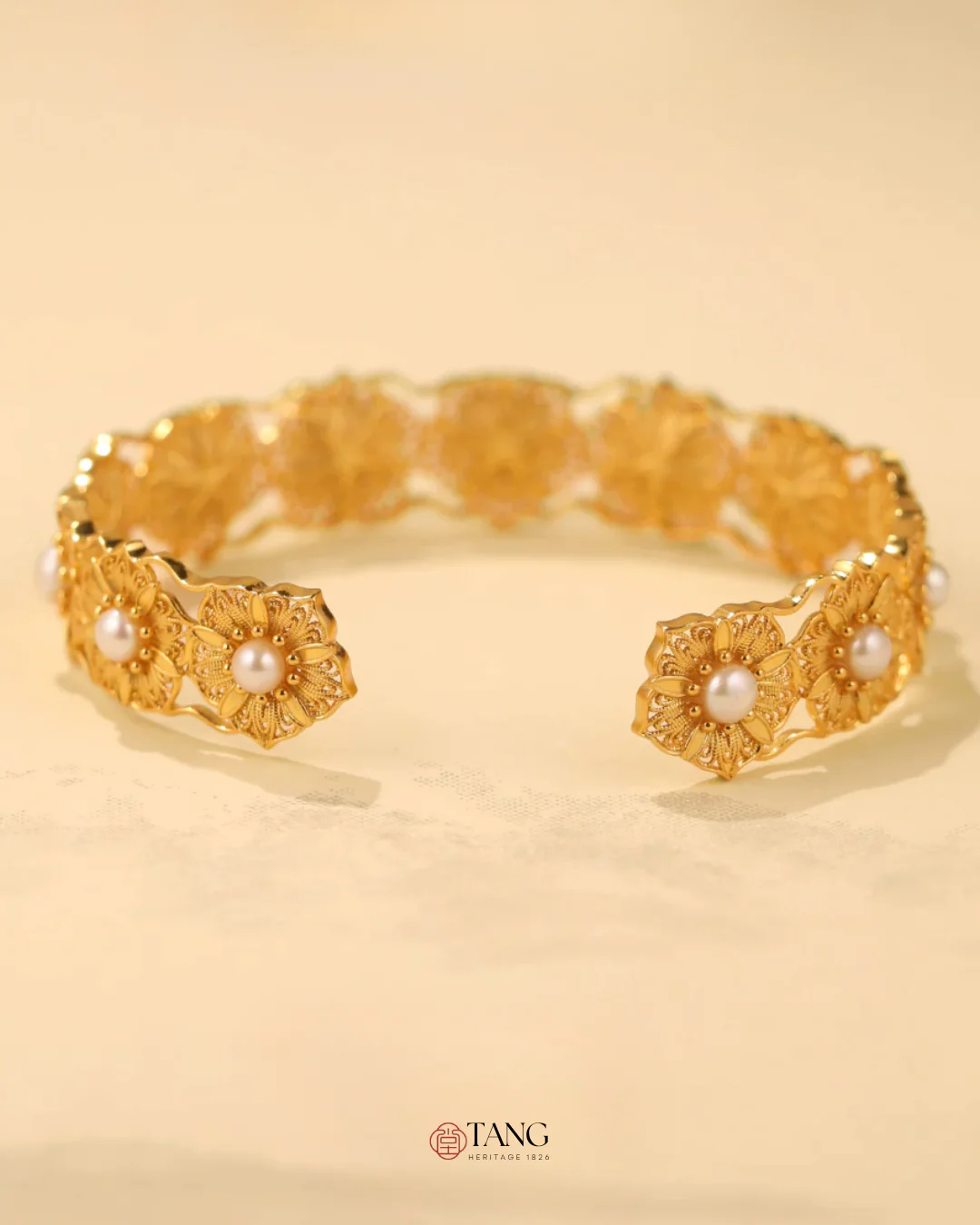 Gold Vermeil Filigree Blossom Cuff - Image 5
